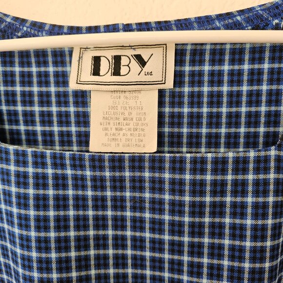 DBY Ltd Junior's Sleeveless Square Neck Dress Size 11 Blue Plaid - Picture 4 of 6
